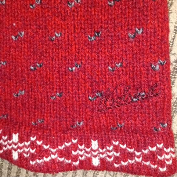 Woolrich | Lambswool Snowflake Winter Sweater Deep Ruby Multi Size Small - Picture 3 of 15